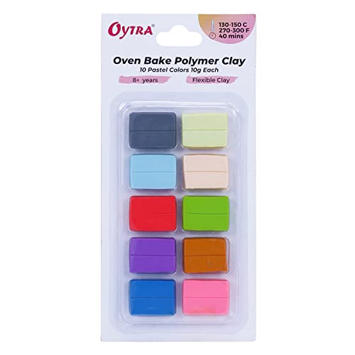 Oytra Polymer Clay 10 Colors Set Make and Oven Bake Soft Set for Jewellery Earrings Making Sculpting Miniatures DIY Art Non Air Dry Plasticine PVC Material Beginner Professional Baking Adults Kids (Pastel)