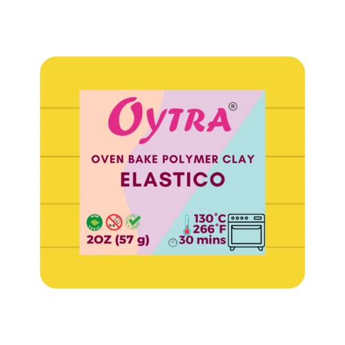 Oytra Polymer Oven Bake Clay 57g for Jewelry Making Elastico Series (Bright Yellow)
