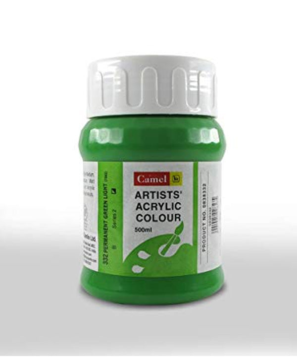 CAMEL ARTIST ACRYLIC COLOUR 500ML – PERMANENT GREEN LIGHT