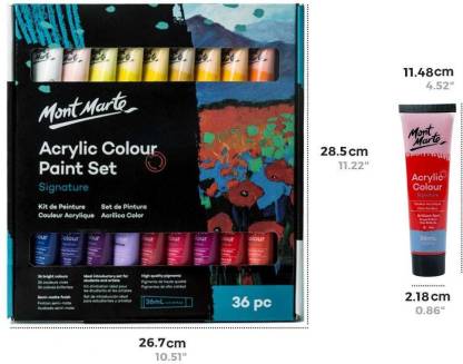 Mont Marte Acrylic Colour Paint Set Signature 36pc x 36ml  (Set of 36, Multicolor)