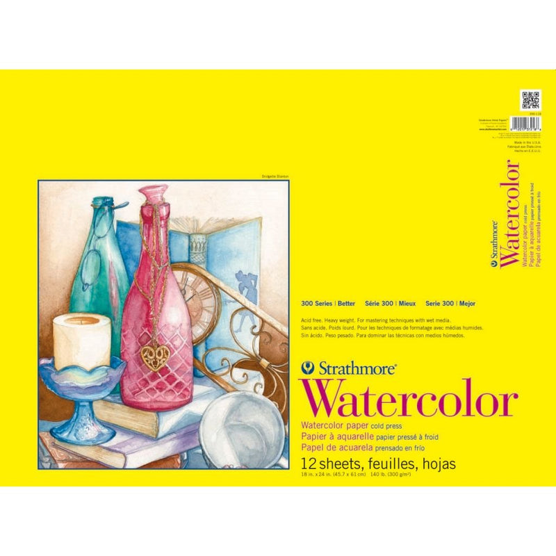 STRATHMORE 300 SERIES WATERCOLOR PAD 18X24 (Taped) 12 Sheets GSM-300 SIZE-45.72 x 60.96 cm