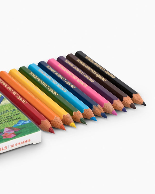 Camlin Colour Pencils- Assorted 10 Shades, Half Size