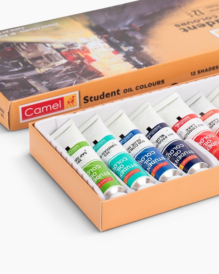 Camel Student Oil Color Box - 20ml Tubes, 12 Shades