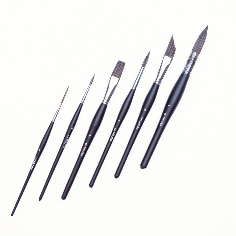 Artikate Professional Mixed Brush Set of 6 Matte Black Edition