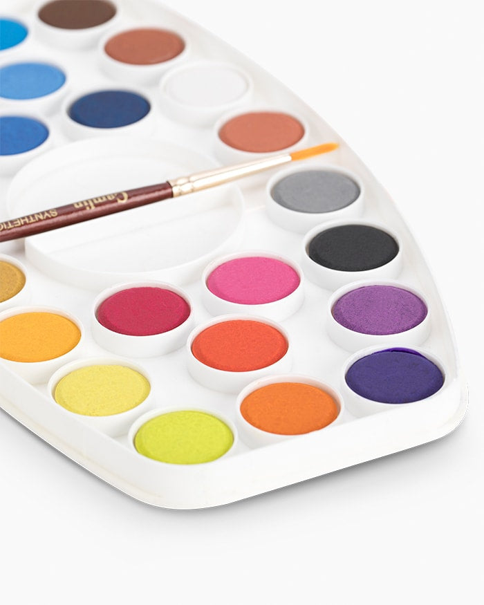 Camel Student Water Colours- Assorted Box of Cakes, 24 Shades with Lens Type Lid