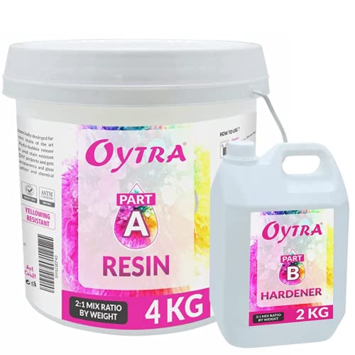 Oytra Art Epoxy Resin Hardener Liquid 2:1 Smooth Ultra Clear Finish for Beginners Artists and Professionals Jewellery Making Coasters DIY Craft