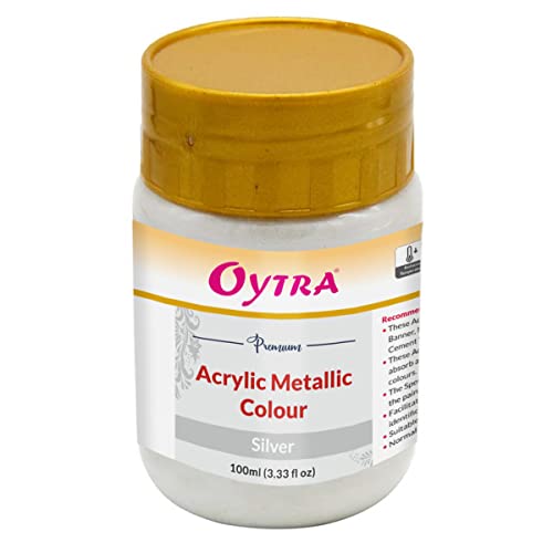 Oytra Silver Metallic Acrylic Color Paint 100ml Colours for Professionals Artist Hobby Painters DIY Art and Craft Painting Drawings on Canvas