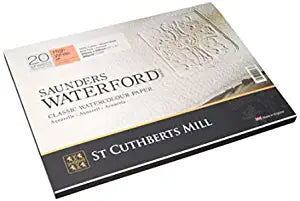 Saunders Waterford St Cuthberts Mill HP+ Blocks High White 300 gsm 310x230mm (12" x 9") (20 Sheets)