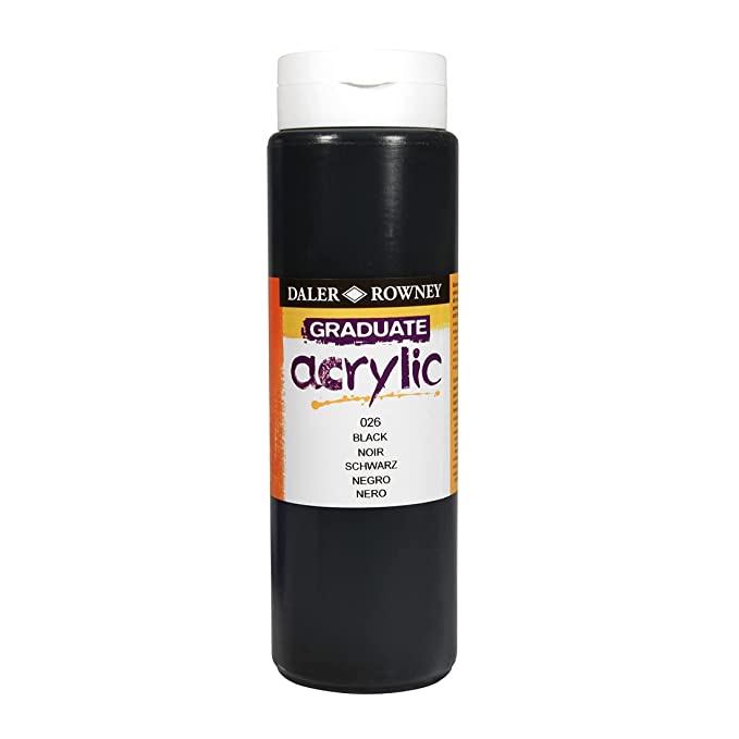 Daler-Rowney Graduate Acrylic Colour Paint Tube (500ml, Black-026) Pack of 1