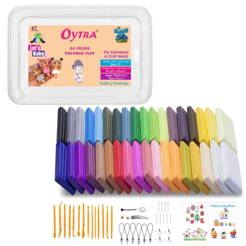 Oytra Polymer Clay Make and Oven Bake 36 Color Set with Jewelry Making Accessories Kit Tools Non Air Dry Plasticine PVC Material