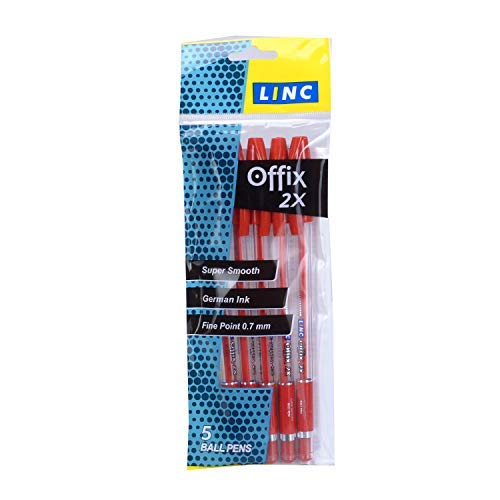 Linc Offix 2X Ball Pen (Red, 5 Pcs Pouch, Pack of 3)