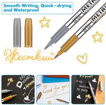 1Pc DIY hand-painted pen graffiti mark complementary color sign-in  signature pen craft pen water-based gold and silver paint pen