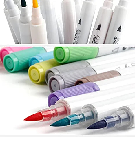 Asint STA Sketch Aquarelle Dual Tip Calligraphy Brush Pen, Watercolor Brush Pen Set - Art Markers Marker Water Soluble Multi Coloured Pen for Beginners - 14Pcs/Set