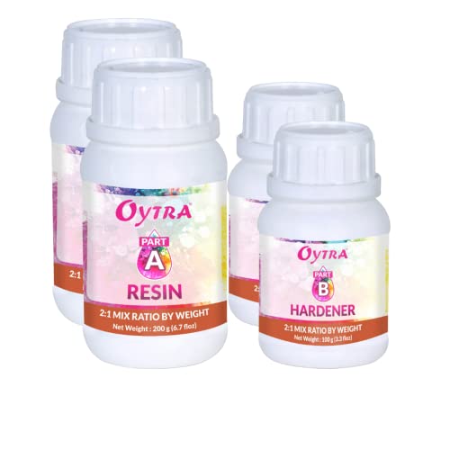 Oytra Art Resin Kit 600 Grams 2:1 Hardener Epoxy Smooth Ultra Clear Finish Auto Bubble Release for Beginners Artists and Professionals for Jewellery Casting Tabletop Miniature DIY Craft