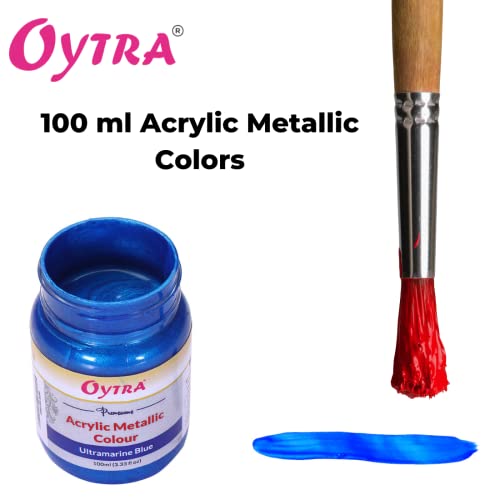 Oytra Ultramarine Blue Metallic Acrylic Color 100 ml Paint Metal Colours for Professionals Artist Hobby Painters DIY Art and Craft Painting Drawings on Canvas