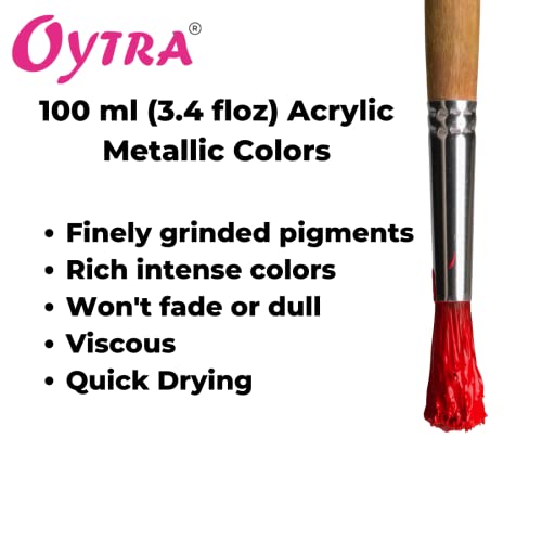 Oytra Black Metallic Acrylic Color Paint 100 ml Metal Colours for Professionals Artist Hobby Painters DIY Art and Craft Painting Drawings on Canvas