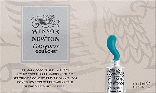 Winsor & Newton 14ml Designers Gouache Primary Colour Tubes Set - Pack of 6 (Multicolor)