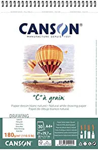 Canson C à Grain Drawing 180 GSM Fine Grain 21x29.7cm Paper Spiral Pad Album(Natural White, 30 Sheets)