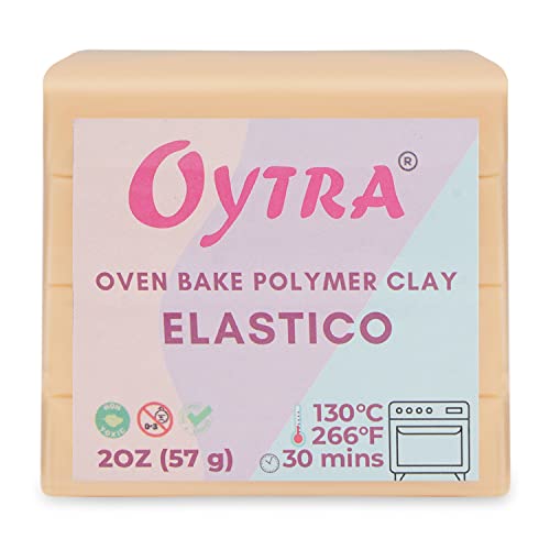 Oytra Polymer Oven Bake Clay 57g for Jewerly Earrings Making ELASTICO SERIES (Peach Skin)