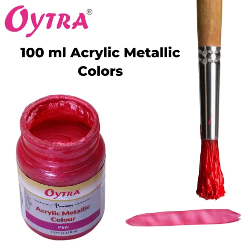 Oytra Pink Metallic Acrylic Color Paint 100 ml Metal Colours for Professionals Artist Hobby Painters DIY Art and Craft Painting Drawings on Canvas
