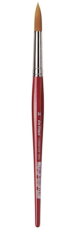 da Vinci Watercolor Series 5580 Cosmotop Spin Paint Brush, Round Synthetic with Red Handle size 14