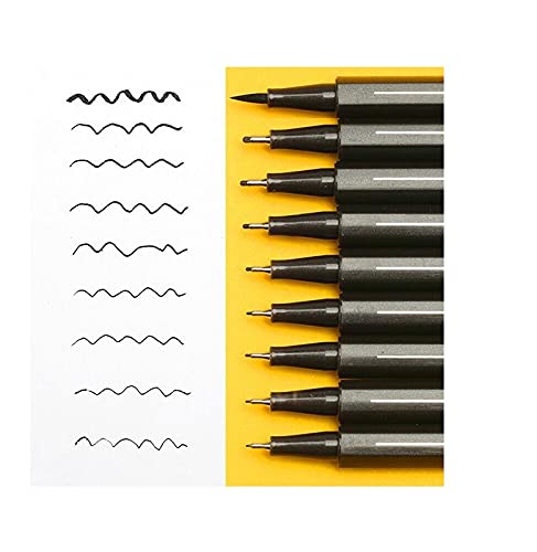 Oytra Fineliners Technical Black Pens 9 Pen Set Felt Tip 0.05mm to 0.8mm for Professional Artists Mandala Art Calligraphy Doodle Architecture Drawing Sketching for Artist Sketchbook Waterproof Outline Sketchpens