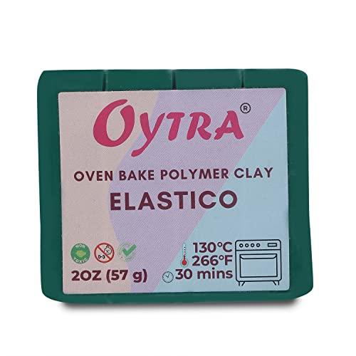 Oytra Polymer Oven Bake Clay 57g for Jewelry Making Elastico Series (Dark Green)