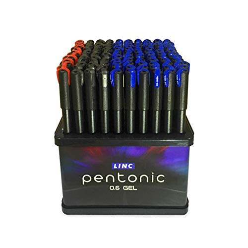 LINC Pentonic Gel Pen (Pack of 100, Blue, Black, Red Ink)