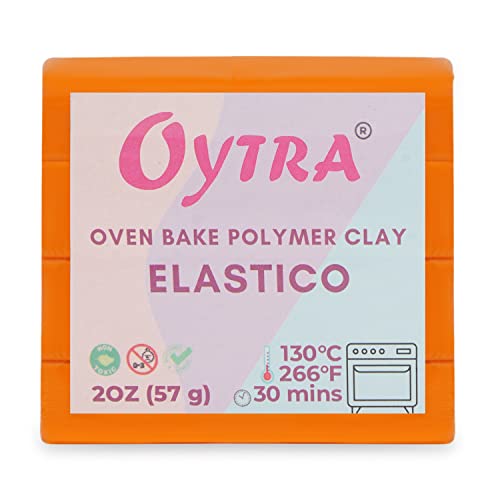 Oytra Polymer Oven Bake Clay 57g for Jewelry Making Elastico Series (Orange)