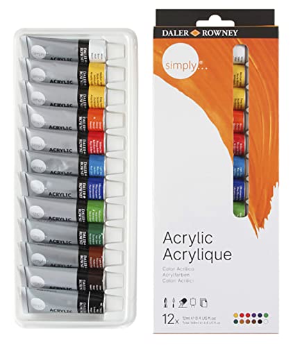 Daler-Rowney Simply Acrylic Color Tube Set (12 Tubes x 12ml)