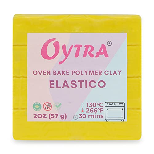 Oytra Polymer Oven Bake Clay 57g for Jewelry Making Elastico Series (Yellow)