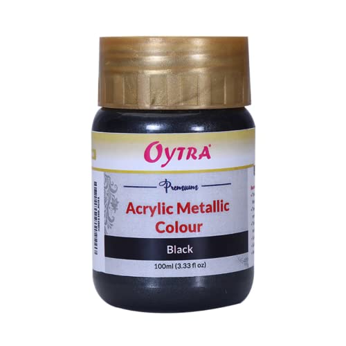 Oytra Black Metallic Acrylic Color Paint 100 ml Metal Colours for Professionals Artist Hobby Painters DIY Art and Craft Painting Drawings on Canvas