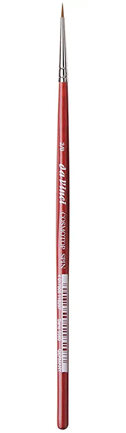 da Vinci Watercolor Series 5580 CosmoTop Spin Paint Brush, Round Synthetic with Red Handle, Size 2/0