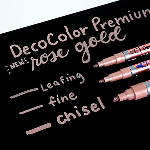 ‎Marvy Uchida DecoColor Premium Paint Marker Chisel Tip Set of 4 Copper, Gold, Rose Gold, Silver