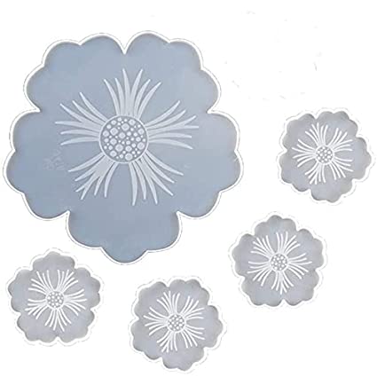 Flower Coaster Resin Molds, Silicone Tray Mold and Coaster Molds for Resin Casting, DIY Crafts Cup Mats, Bowl pad, Placemat, Table Wine Tray Home Decoration Size 4 inch Pack of (2)
