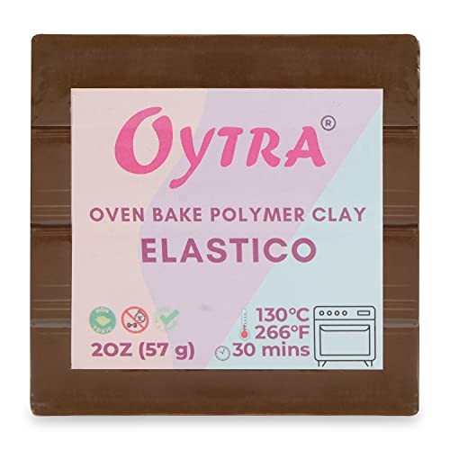 Oytra Polymer Oven Bake Clay 57g for Jewelry Making Elastico Series (Dark Brown)