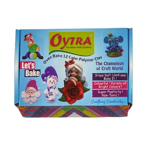 Oytra 12 Color Polymer Oven Bake Clay Set Colours for Jewellery Rakhi Miniature Earing Making Beginners Kit (Basic Colors)