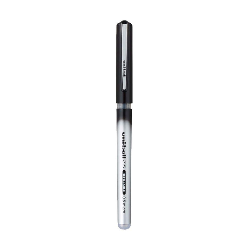 Uniball UB-215 Micro Roller Fine Point Pen (0.5mm, Blue & Black Ink, Pack of 2)