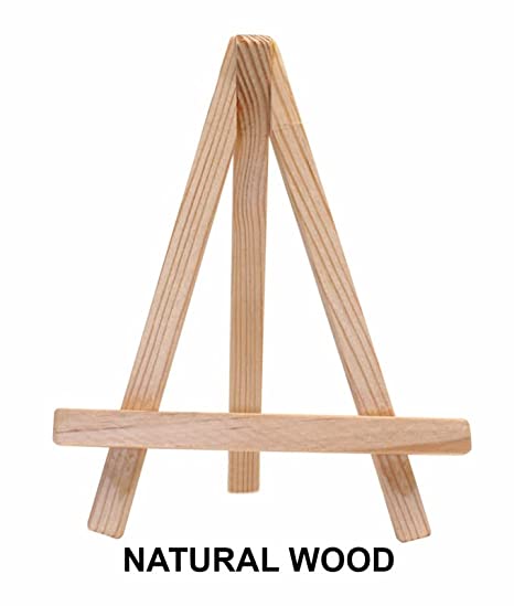 Natural Wooden Easel Stand for Small Tabletop Easels for Art Painting Artist Students and Displaying Photos (6 Inch) (Pack of 4)