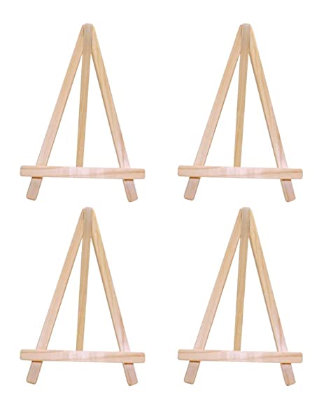 Natural Wooden Easel Stand for Small Tabletop Easels for Art Painting Artist Students and Displaying Photos (6 Inch) (Pack of 4)