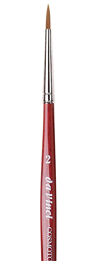 da Vinci Watercolor Series 5580 CosmoTop Spin Paint Brush, Round Synthetic with Red Handle, Size 2