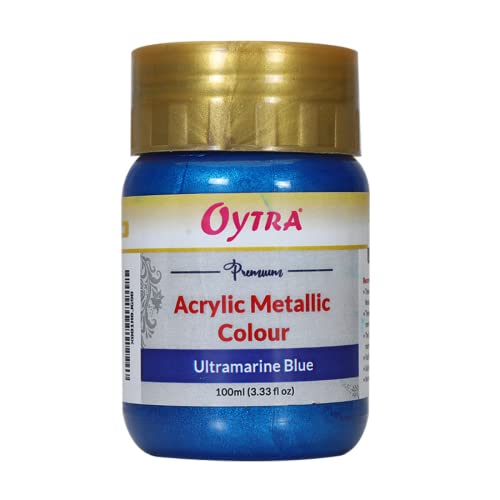 Oytra Ultramarine Blue Metallic Acrylic Color 100 ml Paint Metal Colours for Professionals Artist Hobby Painters DIY Art and Craft Painting Drawings on Canvas