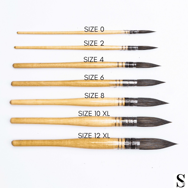 Stationerie Mop Brush Set Of 7 (Sizes 0 2 4 6 8 + 10 XL 12 XL)