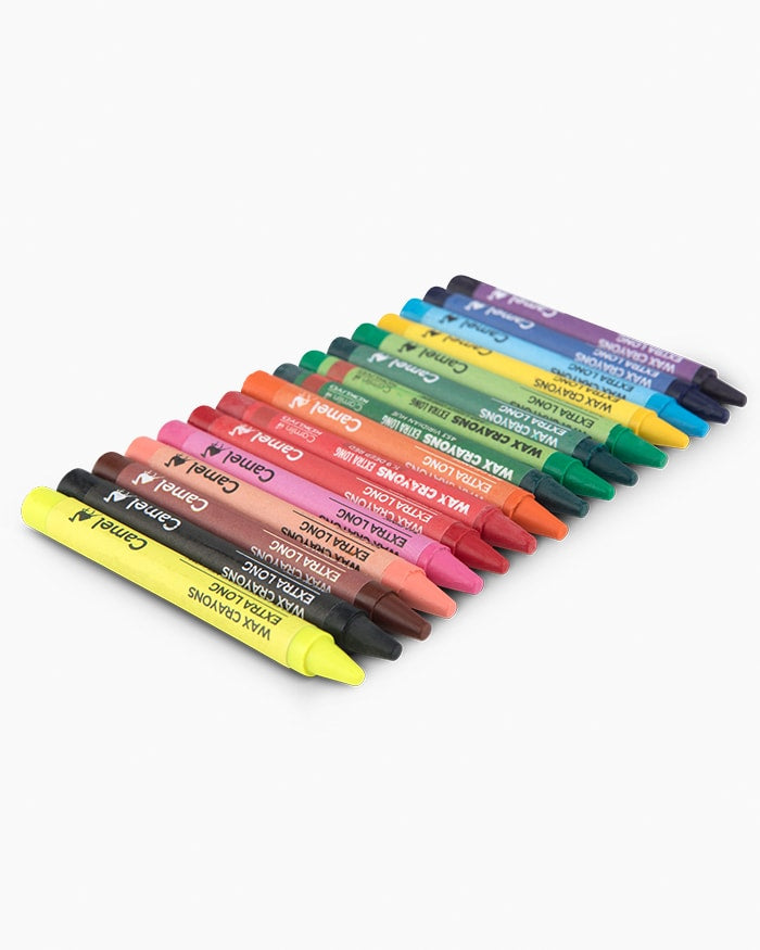 Camel Wax Crayons: Assorted Pack of 16 Shades, Extra Long, Pack of 2