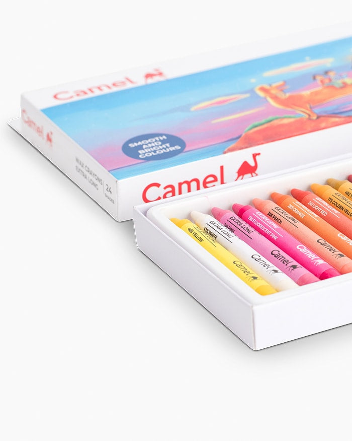 Camel Wax Crayons: Assorted Pack of 24 Shades, Extra Long, Pack of 2