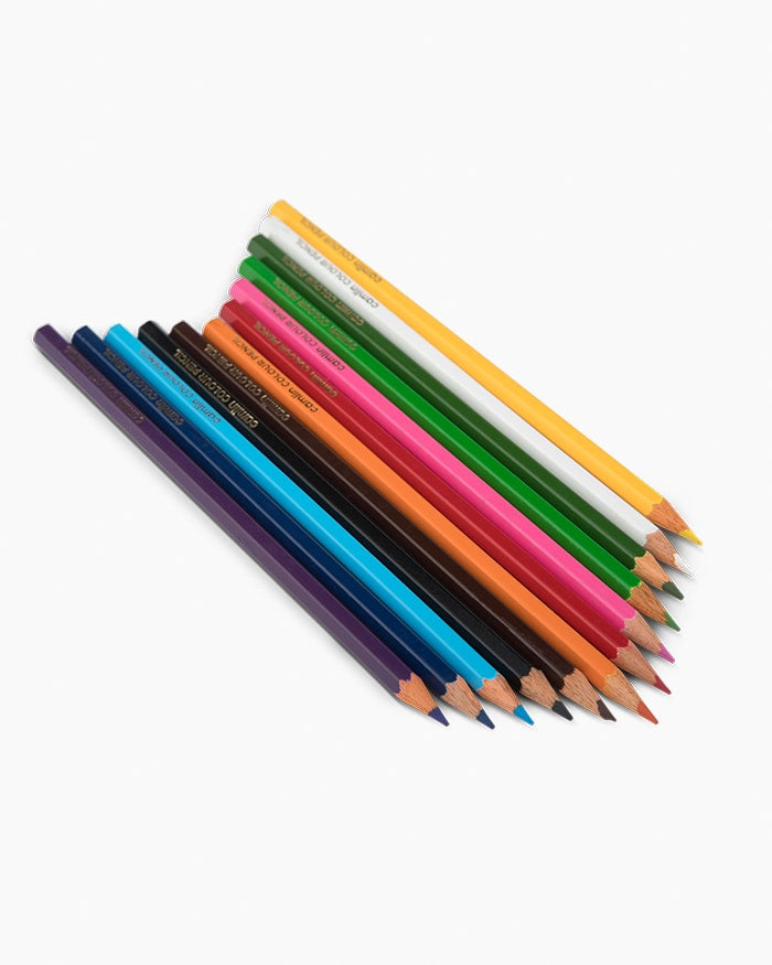 Camlin Colour Pencils- Assorted 12 Shades with Sharpener, Full Size