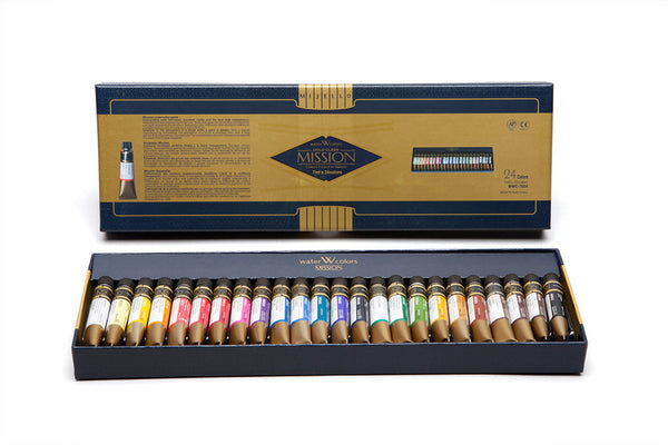 Mijello Mission Gold Professional Grade Extra-Fine Watercolour - Set Of 24 Tubes X 7 ml