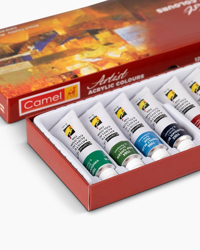 Camel Artist Acrylic Colour- Assorted pack of 12 shades in 9 ml