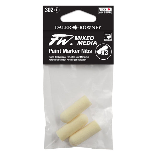 Daler-Rowney FW 3-6mm Mixed Media Paint Marker Nibs Set (3 x Large Nibs, 302, Large)