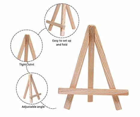 Natural Wooden Easel Stand for Small Tabletop Easels for Art Painting Artist Students and Displaying Photos (6 Inch) (Pack of 4)